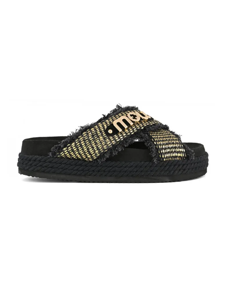 Mou Criss Cross Seilsandalen Raffie Black