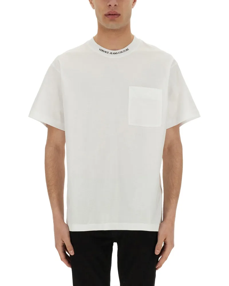 Versace Jeans T -Shirt mit Logo am Kragen White