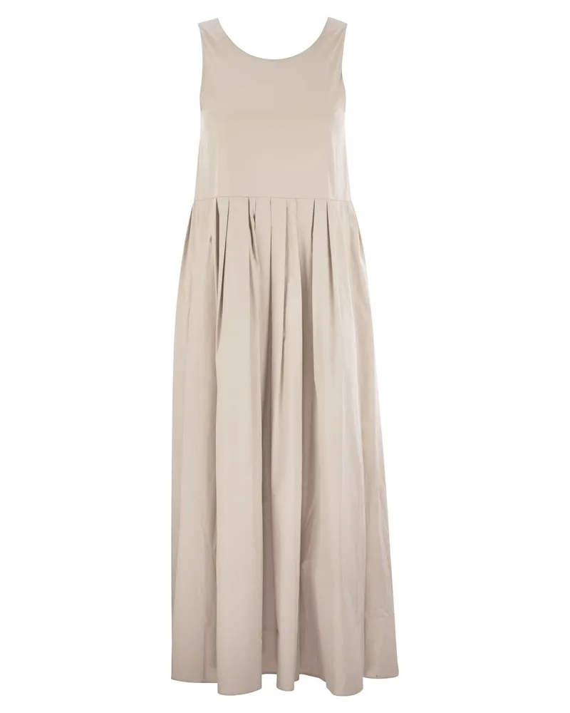 Max Mara Moira Poplin ärmellose Kleid Ecru