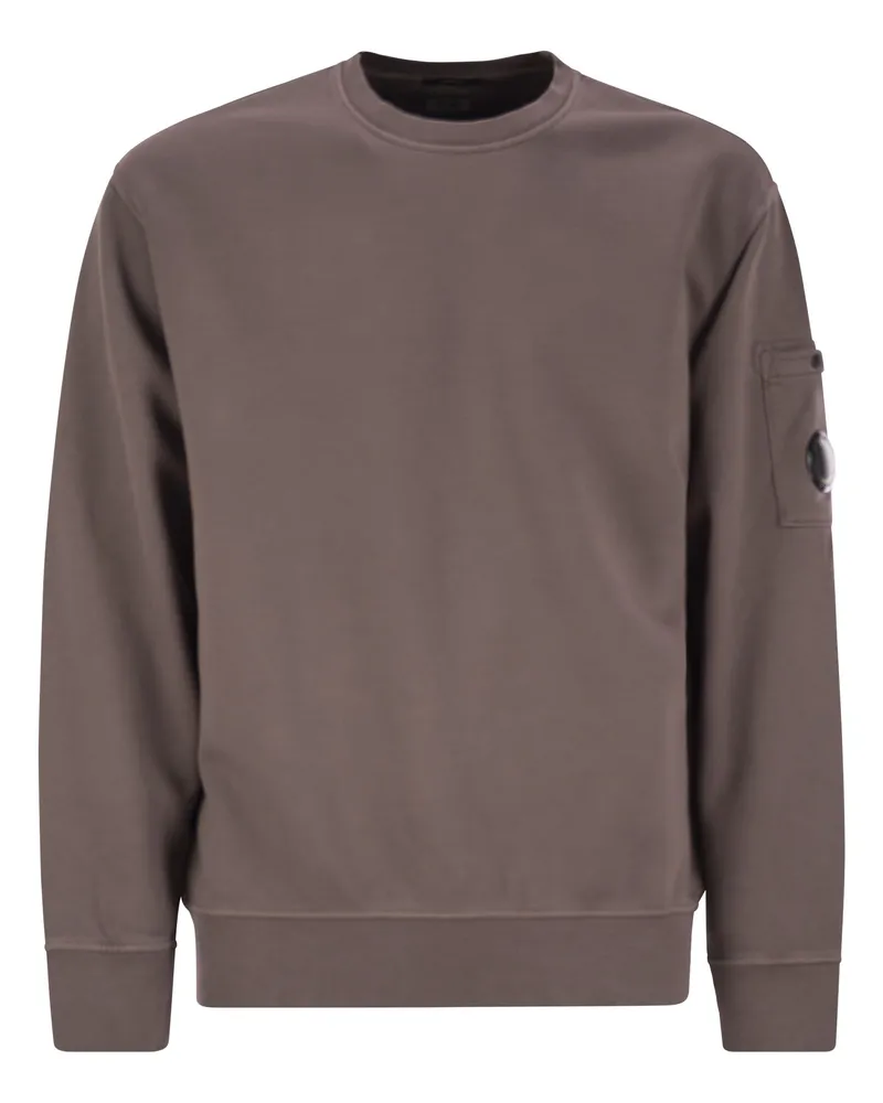 C.P. Company Fleece Crew Neck Sweatshirt mit diagonalen Linsen Purple