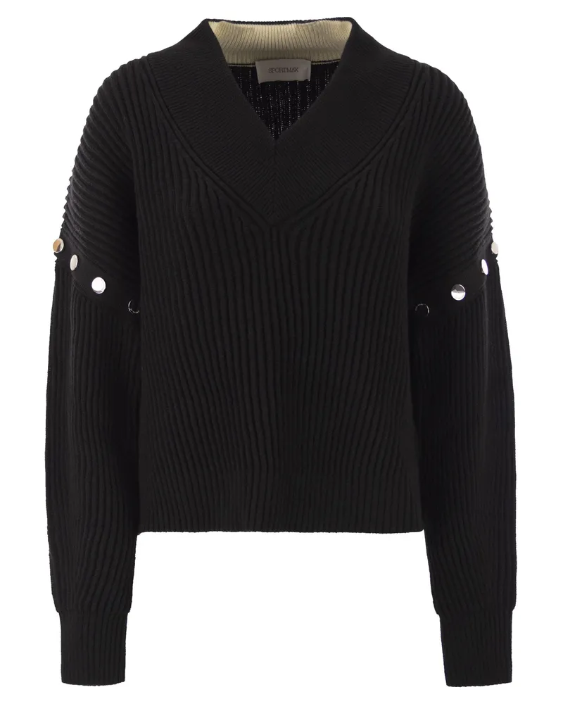 SPORTMAX Tay Übergroßer Pullover mit abnehmbaren Ärmeln Black