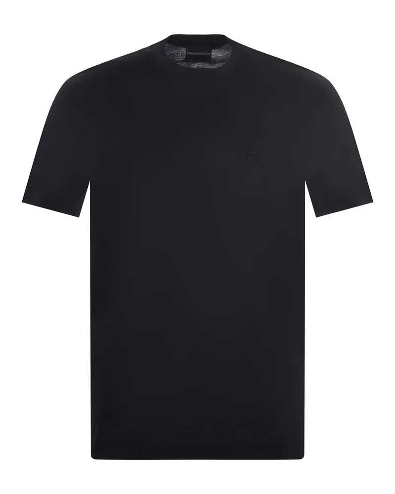 Emporio Armani Lyocell und Baumwoll -T -Shirt Black