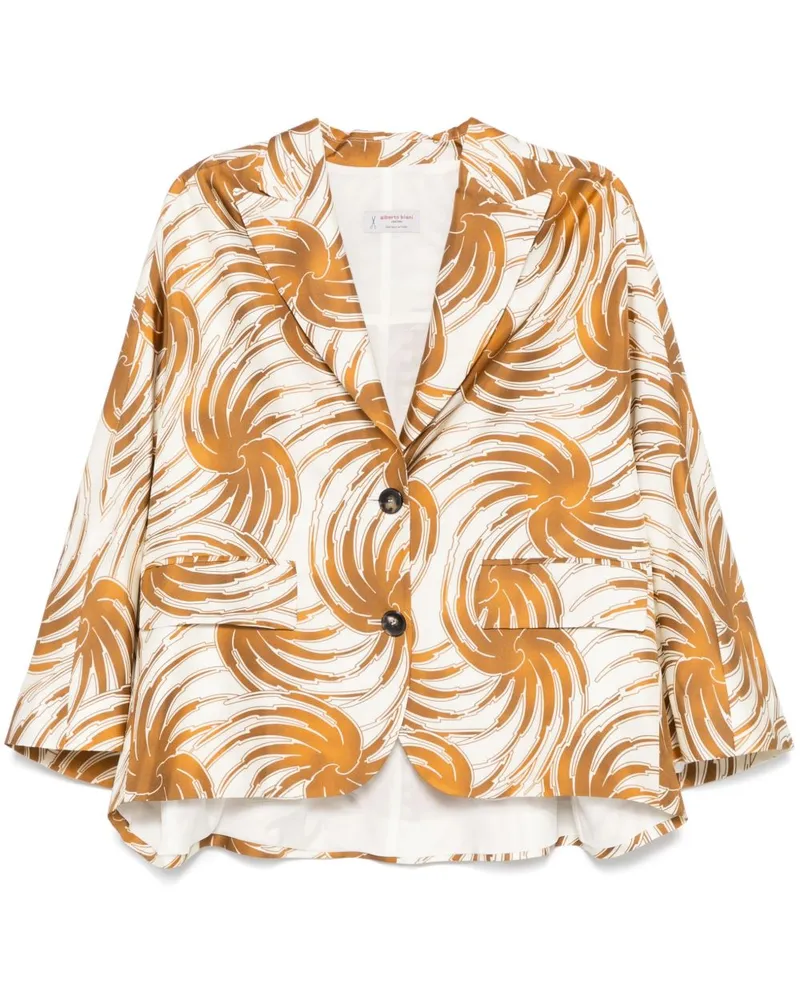 Alberto Biani bedruckte Seidenjacke Caban Beige