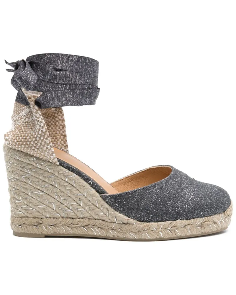 Castañer Carina Raffia Wedge Espadrilles Grey