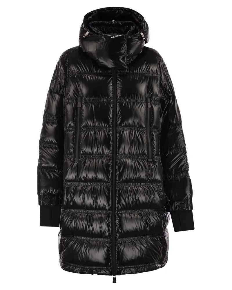 Moncler Rochelairs Long Down Jacke mit Kapuze Black