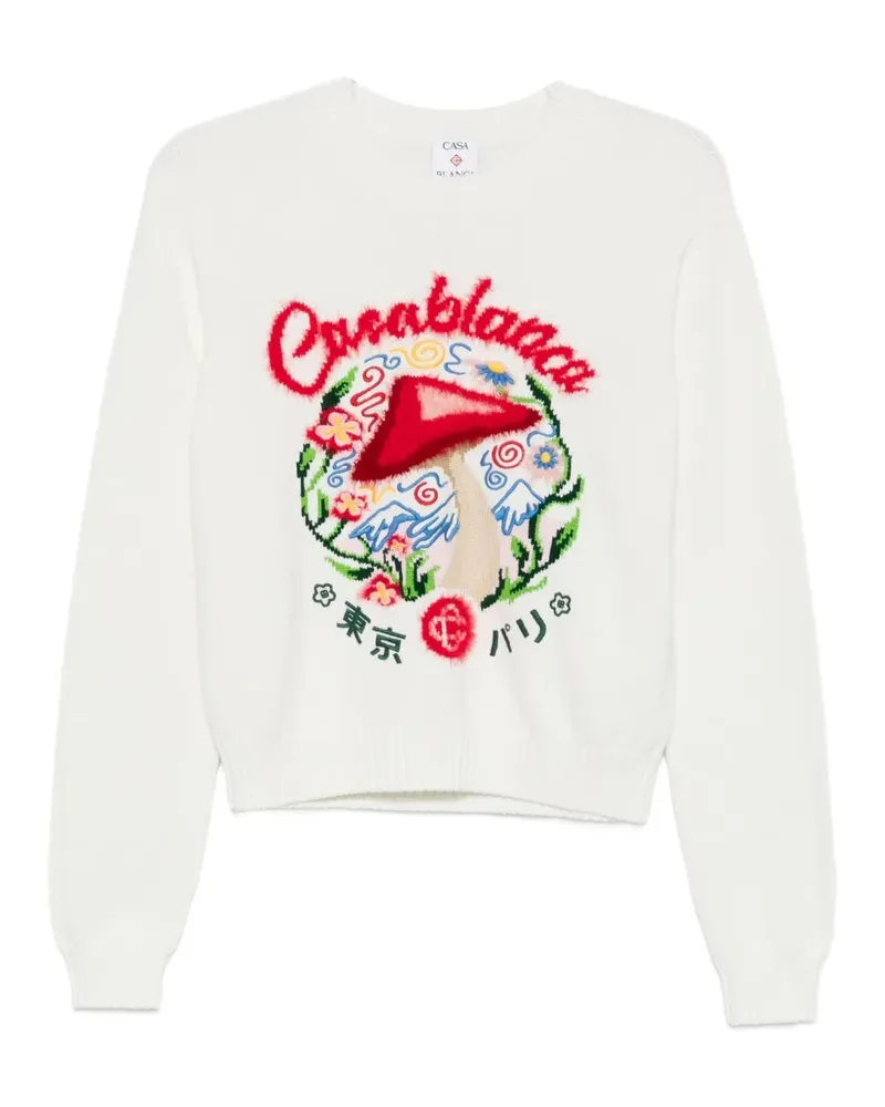 Casablanca Paris Crewneck -Pullover mit Pilzstickerei Mushroom