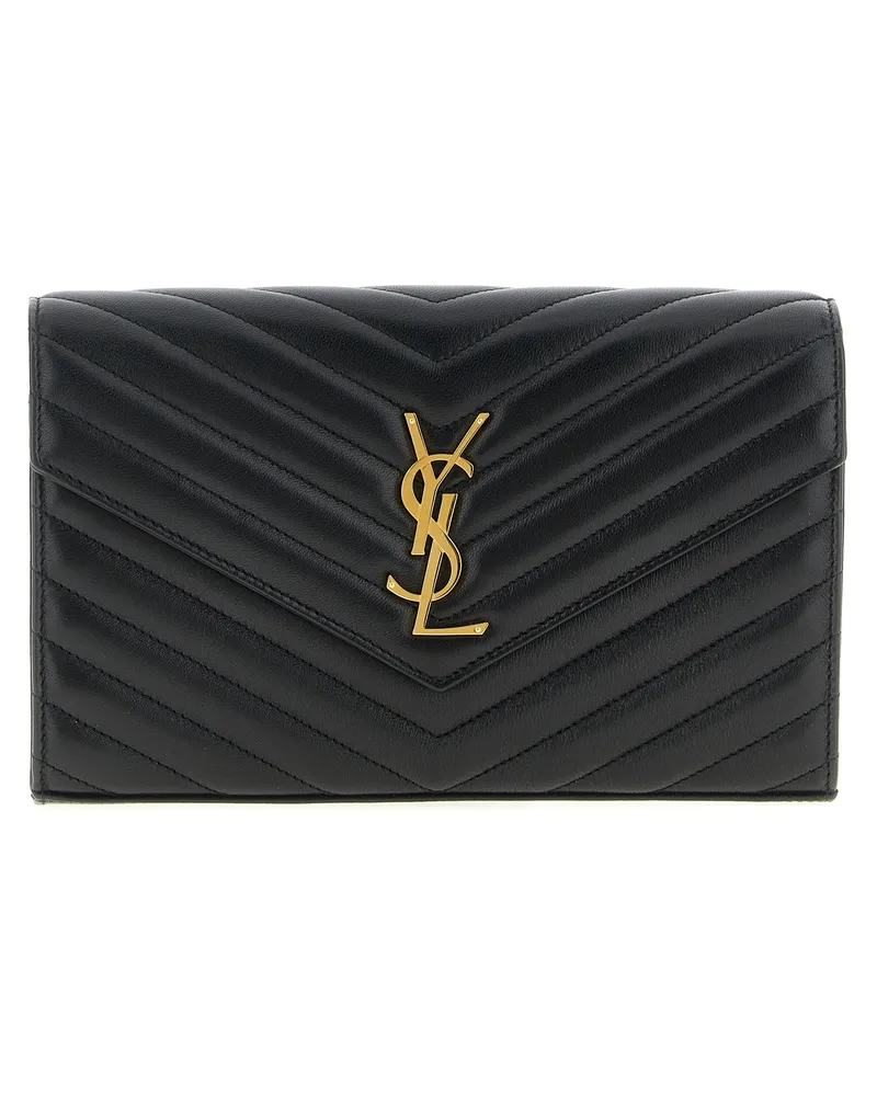 Saint Laurent Cassandre“-Geldbörse mit Kette Black