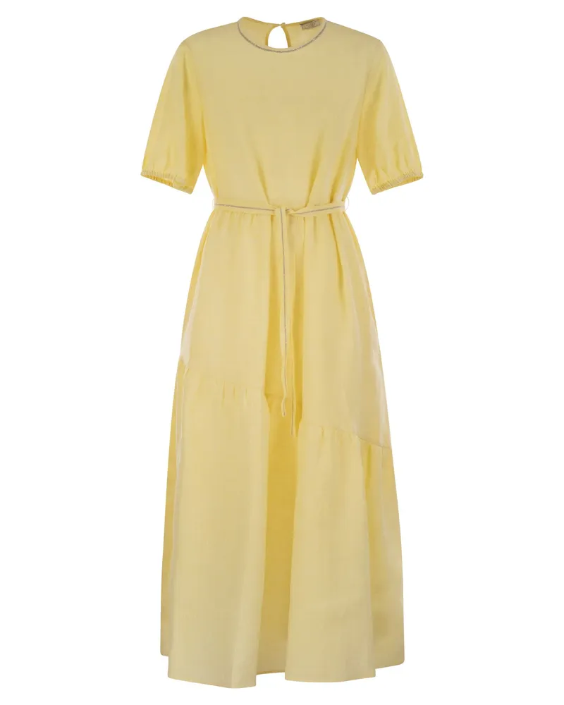 Peserico langes Kleid in reinem Leinen Yellow
