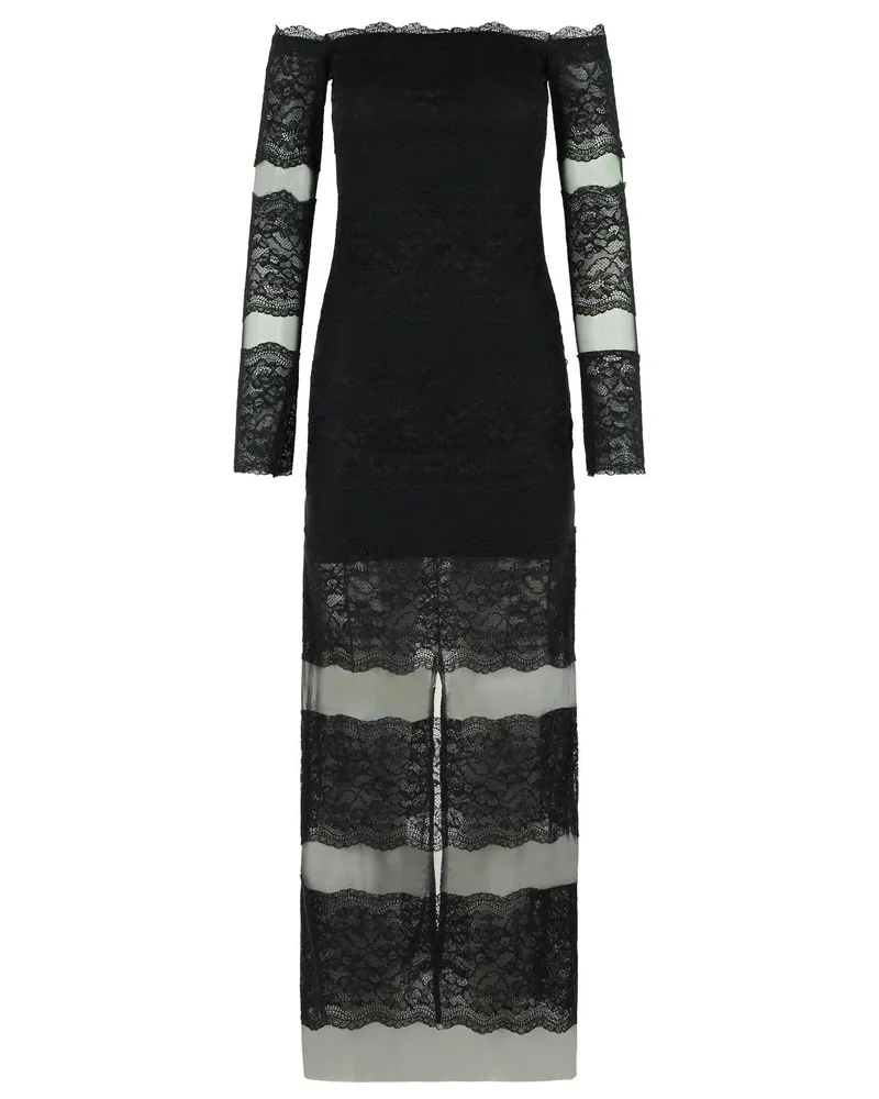 Blumarine Langes Kleid aus schwarzem Stretch-Nylon Black