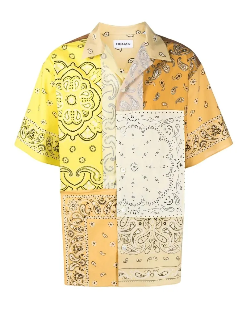 Kenzo Patchwork kurzärärmisches Hemd Gelb
