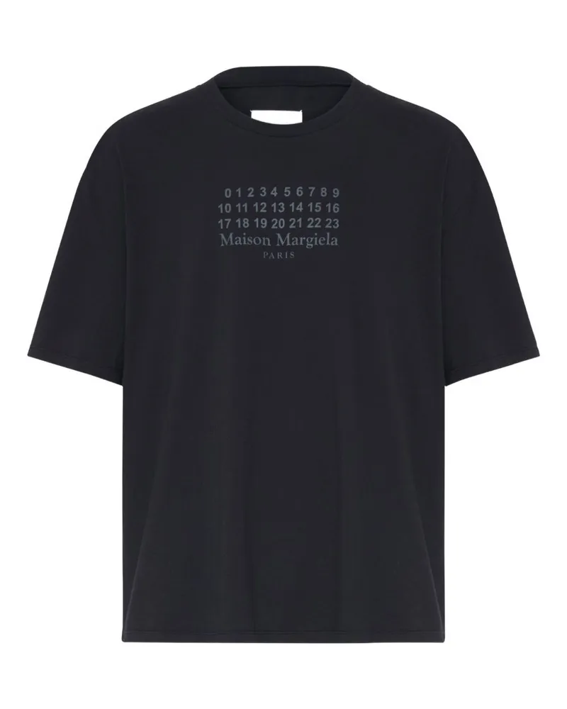 Maison Margiela Logo Baumwoll -T -Shirt Black