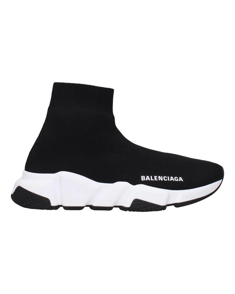 Balenciaga Damens Speed Sneakers Stoff Schwarz/Weiß -