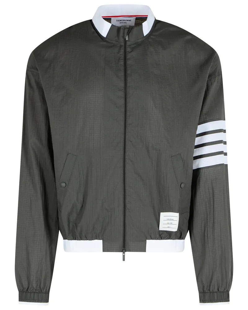 Thom Browne 4 bar' graue Polyesterjacke Grey