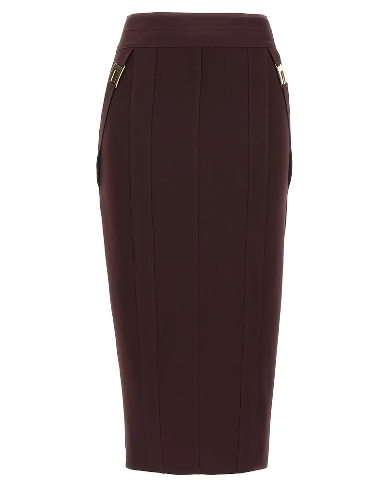 Elisabetta Franchi Hoher Taillenrock Bordeaux