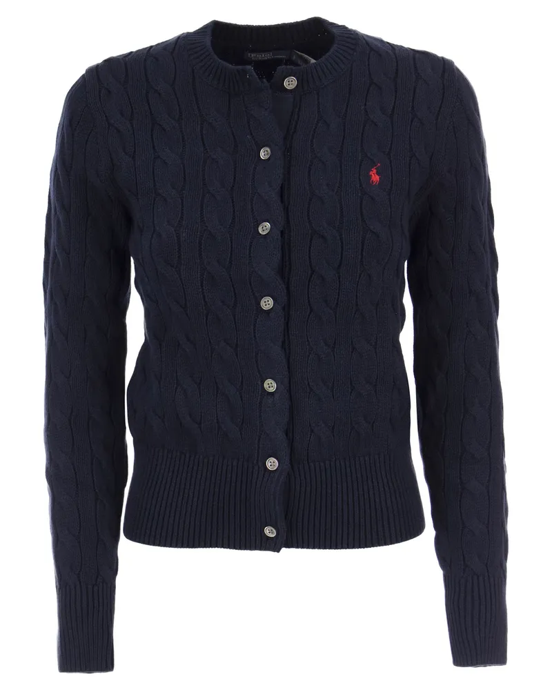 Ralph Lauren geflochtene Baumwoll -Strickjacke Navy