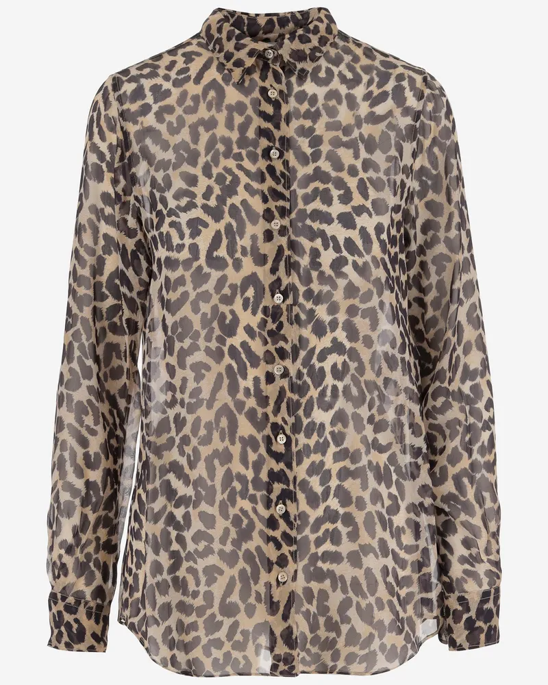 ASPESI Seidenhemd mit Leopardendruck Red