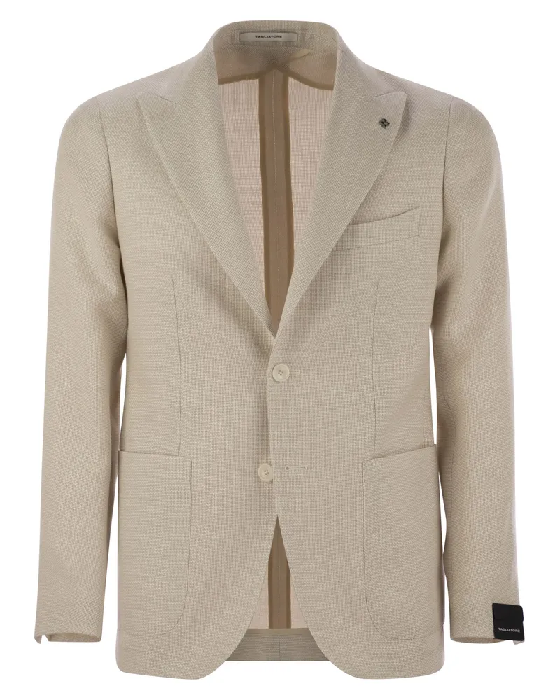 Tagliatore Virgin Wolle und Leinenjacke Cream