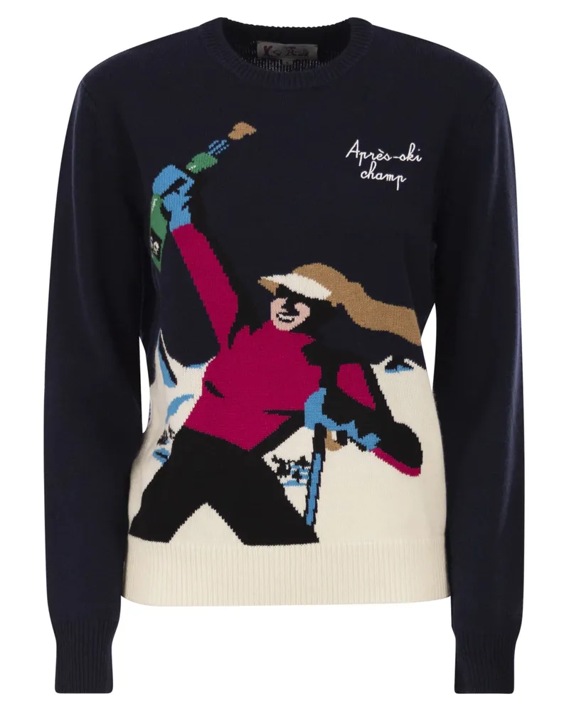 MC2 Saint Barth New Queen Wollmischungspullover mit Stickerei Blue