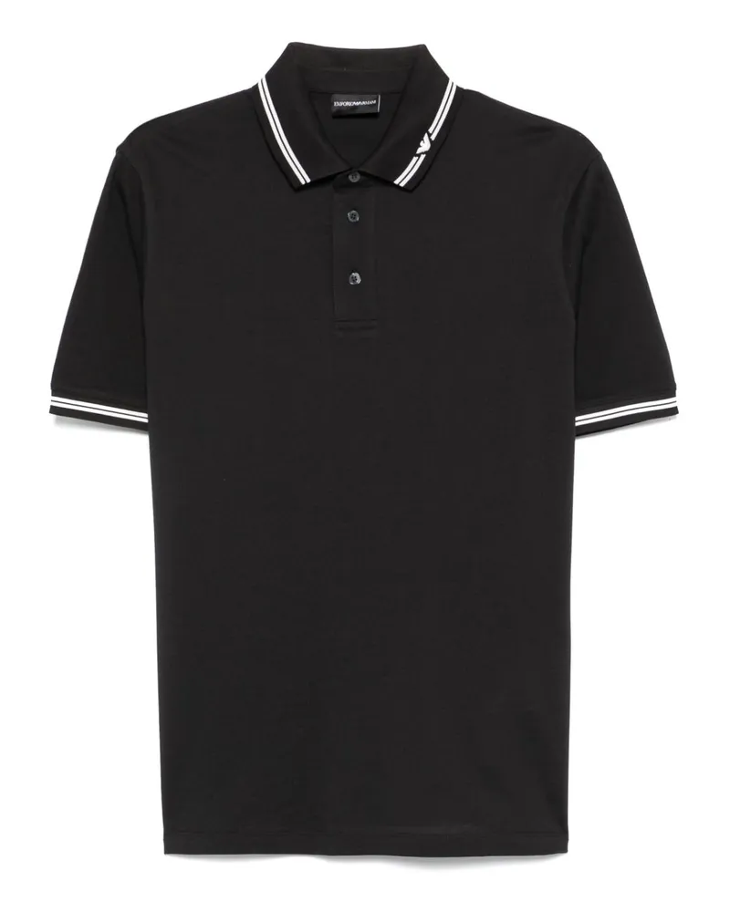Emporio Armani Logo Cotton Polo -Hemd Black