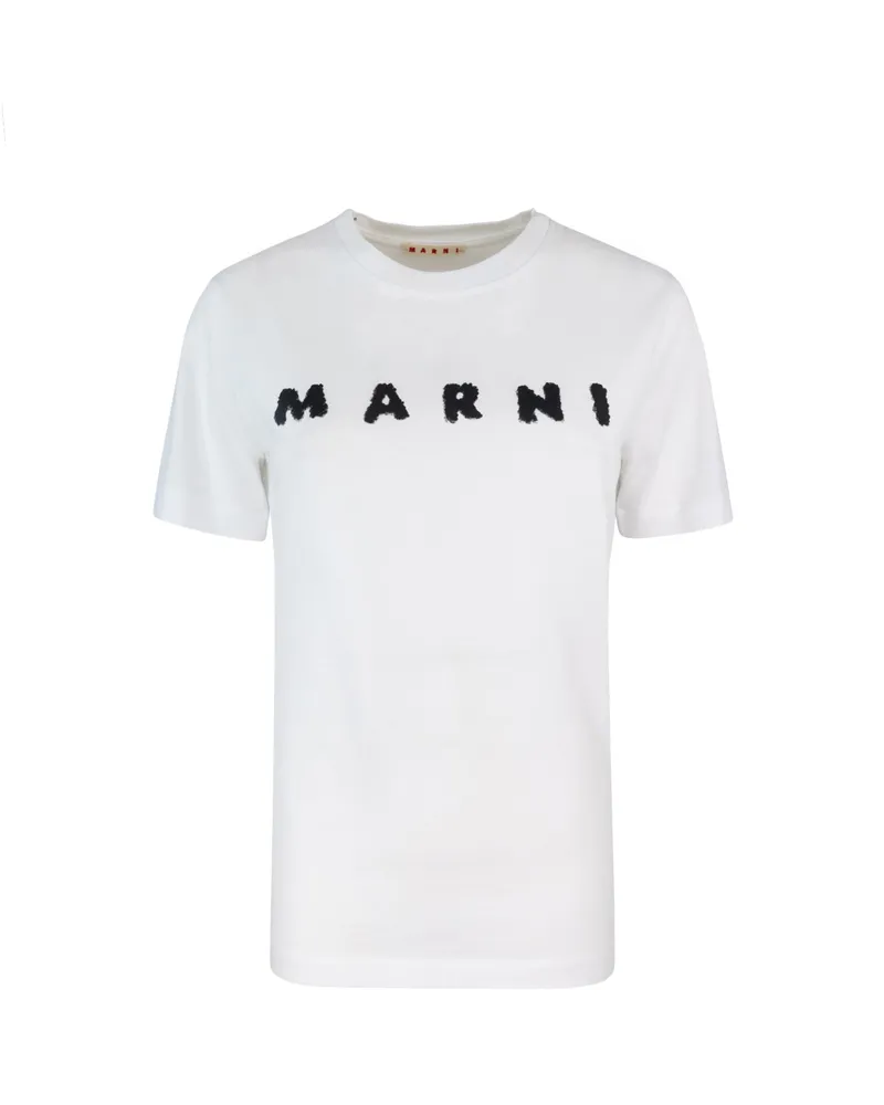 Marni T Shirt Con Stampa Logo Bianca White