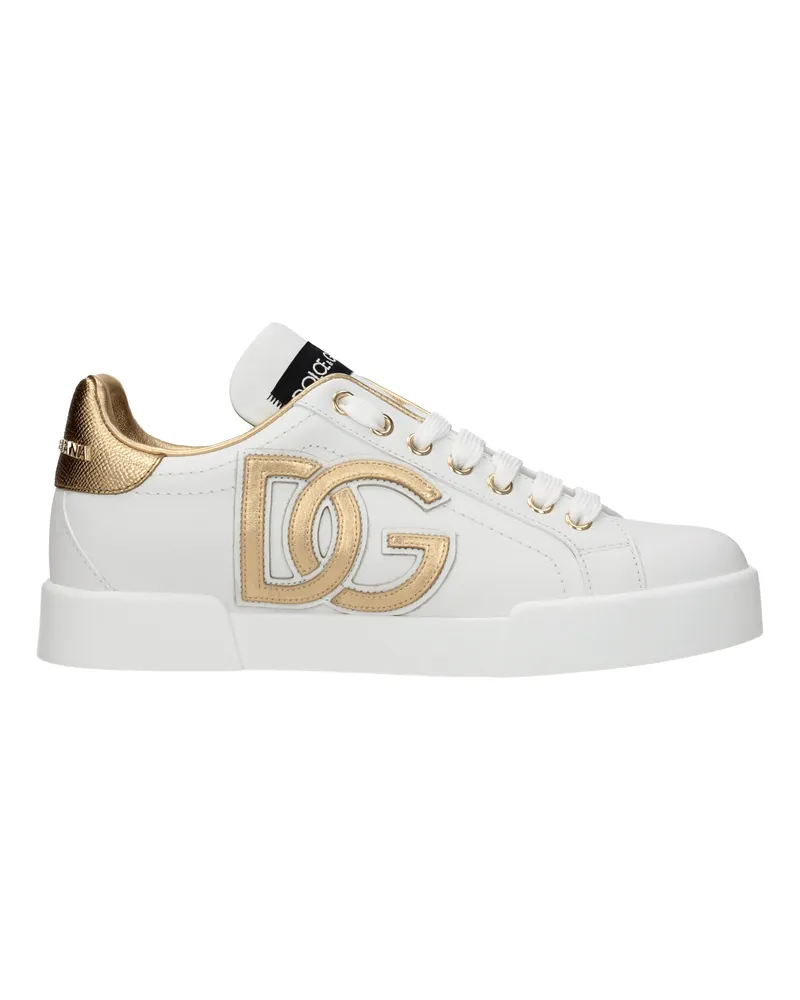 Dolce & Gabbana Dolce&Gabbana Damens Sneakers Weiß/Gold Leder -