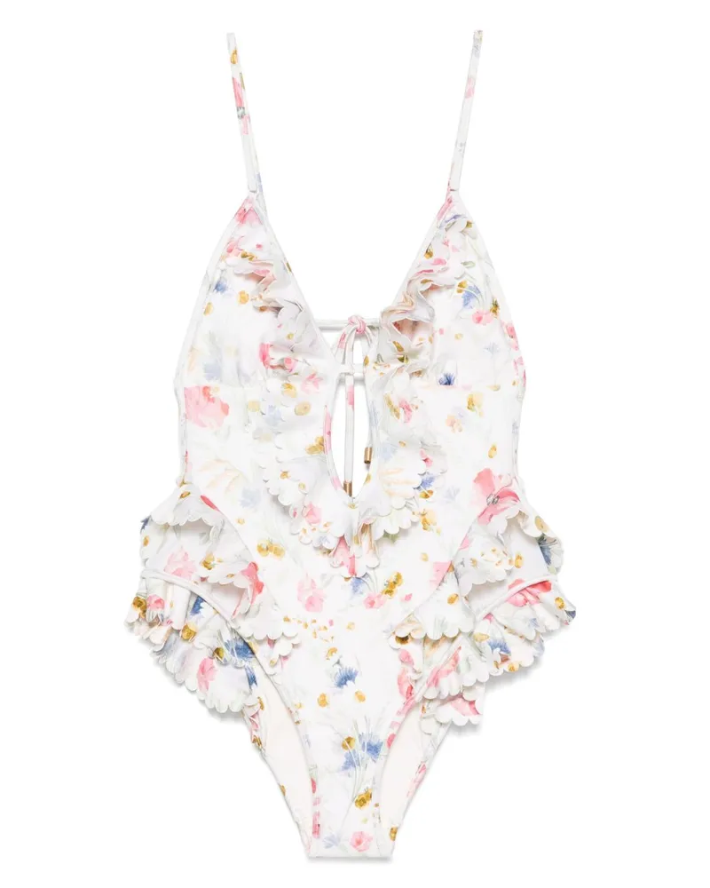 Zimmermann Lucky Printed Badeanzug Beige