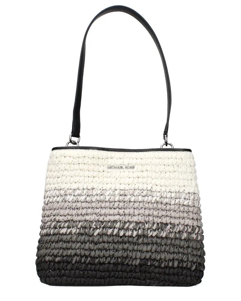 Michael Kors Damens Raffia Pratt Umhängetasche Schwarz/Grau -