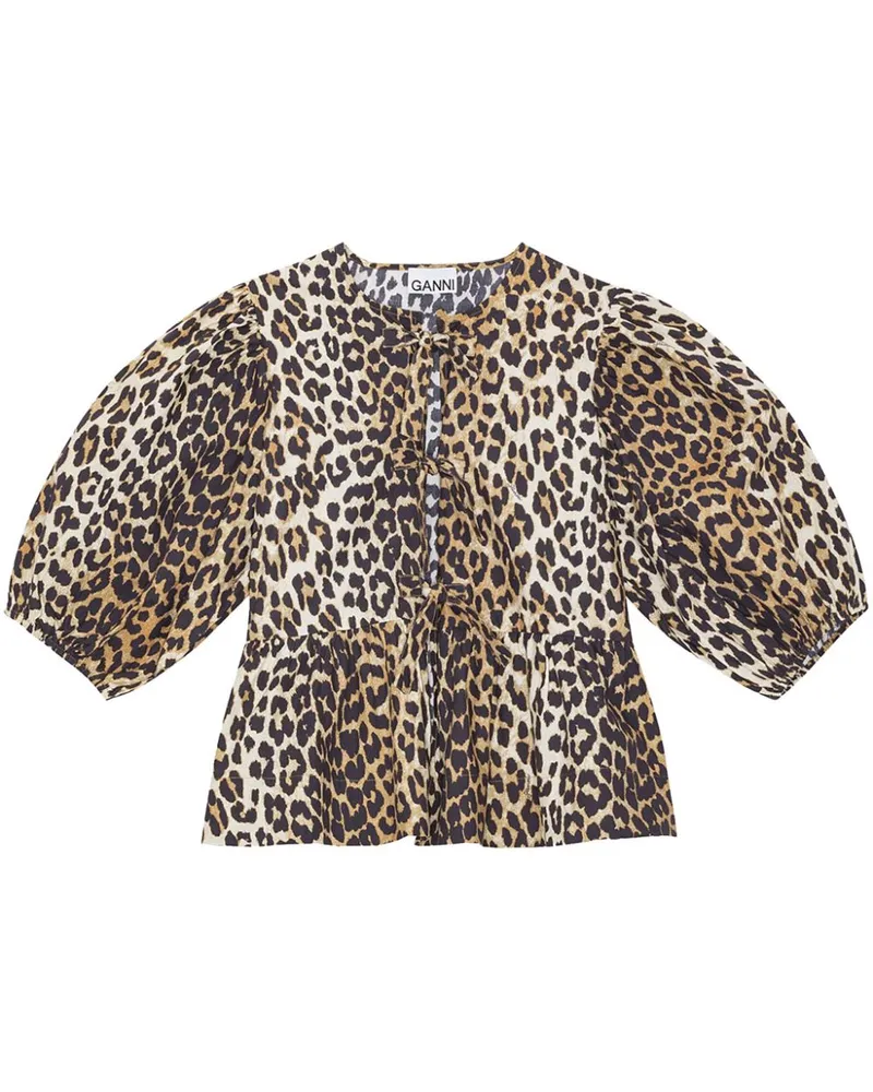 Ganni Bio -Baumwollschüre -Top Brown