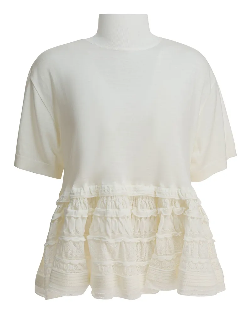 Alaïa T-Shirt aus Schurwolle White