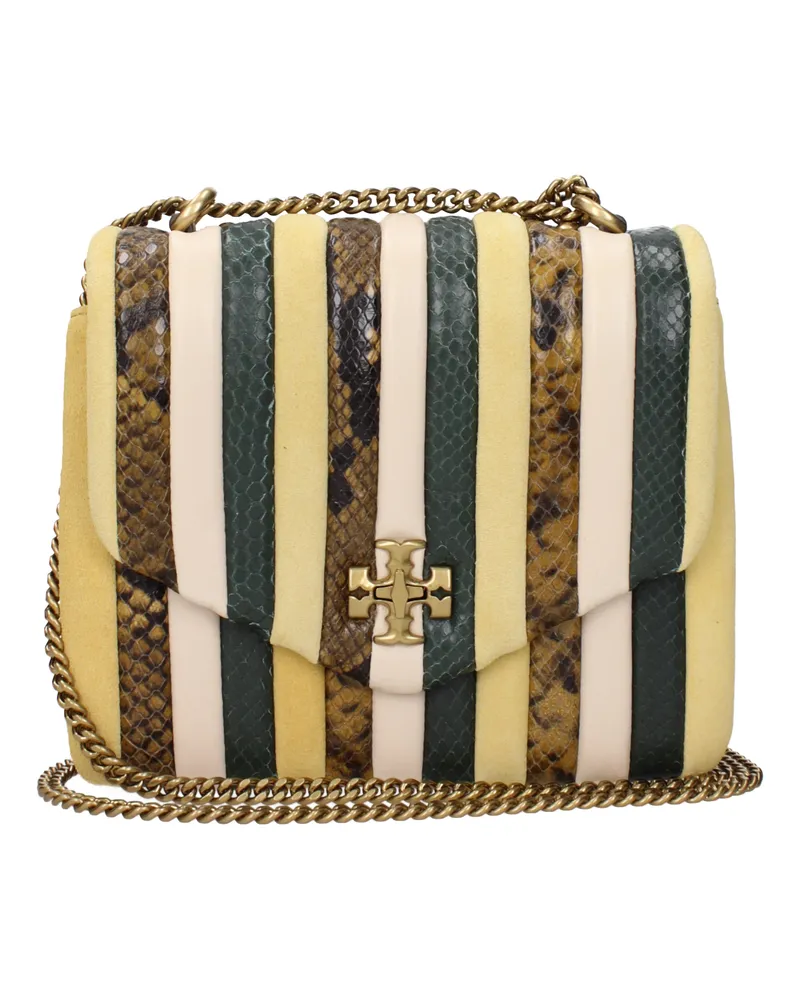 Tory Burch Kira Damens Umhängetasche Gelb/Grünes Leder -