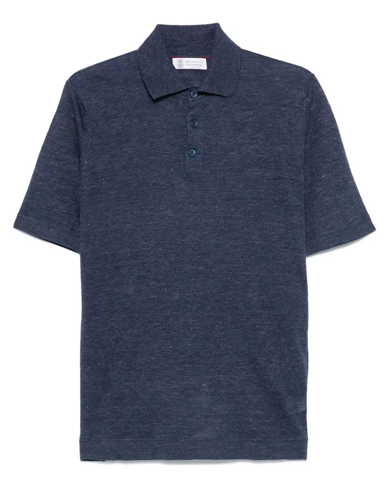 Brunello Cucinelli Leinenpolo -Pullover Blue