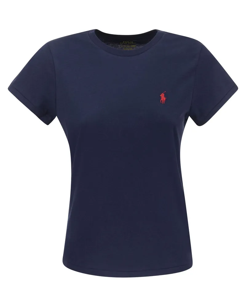 Ralph Lauren Crewneck Baumwoll -T -Shirt Navy