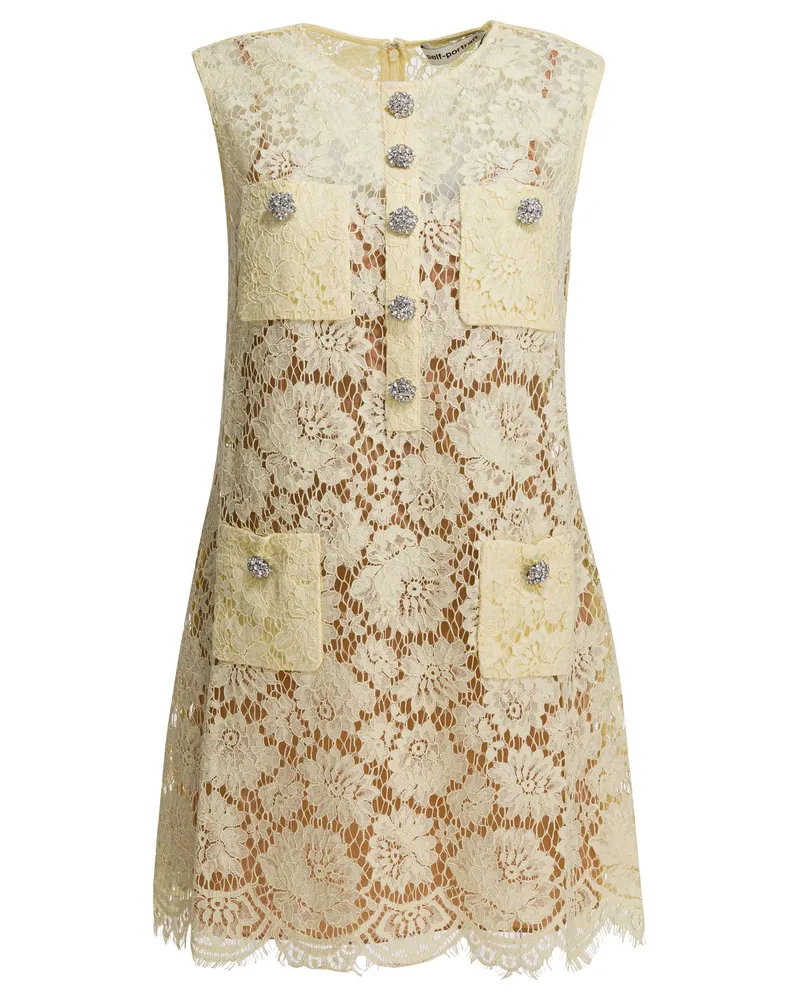 Self-Portrait Selbstporträt-Spitzenetuikleid Yellow