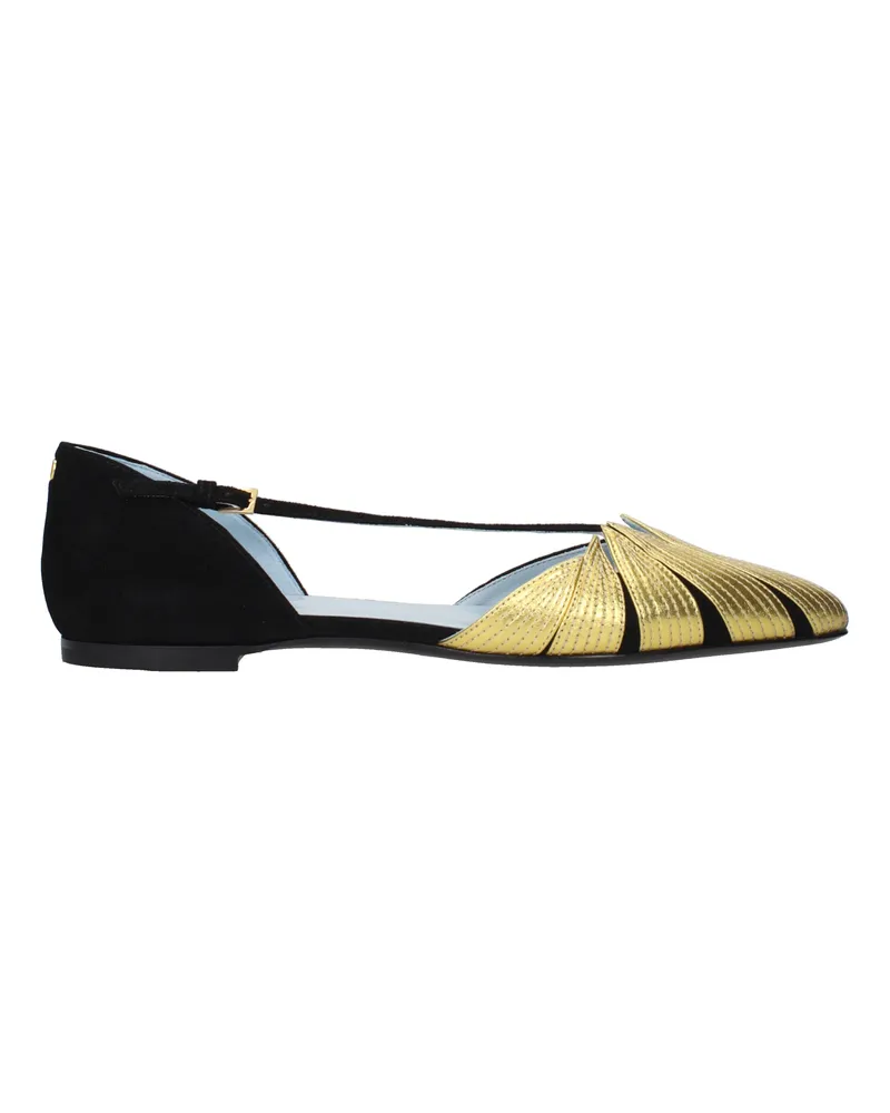 Valentino Garavani Damens Sandalen Schwarz/Gold Wildleder -