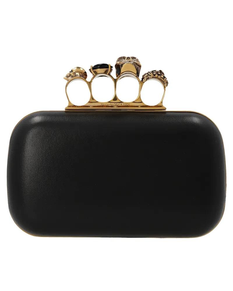 Alexander McQueen Skull Four Ring' Clutch Schwarz