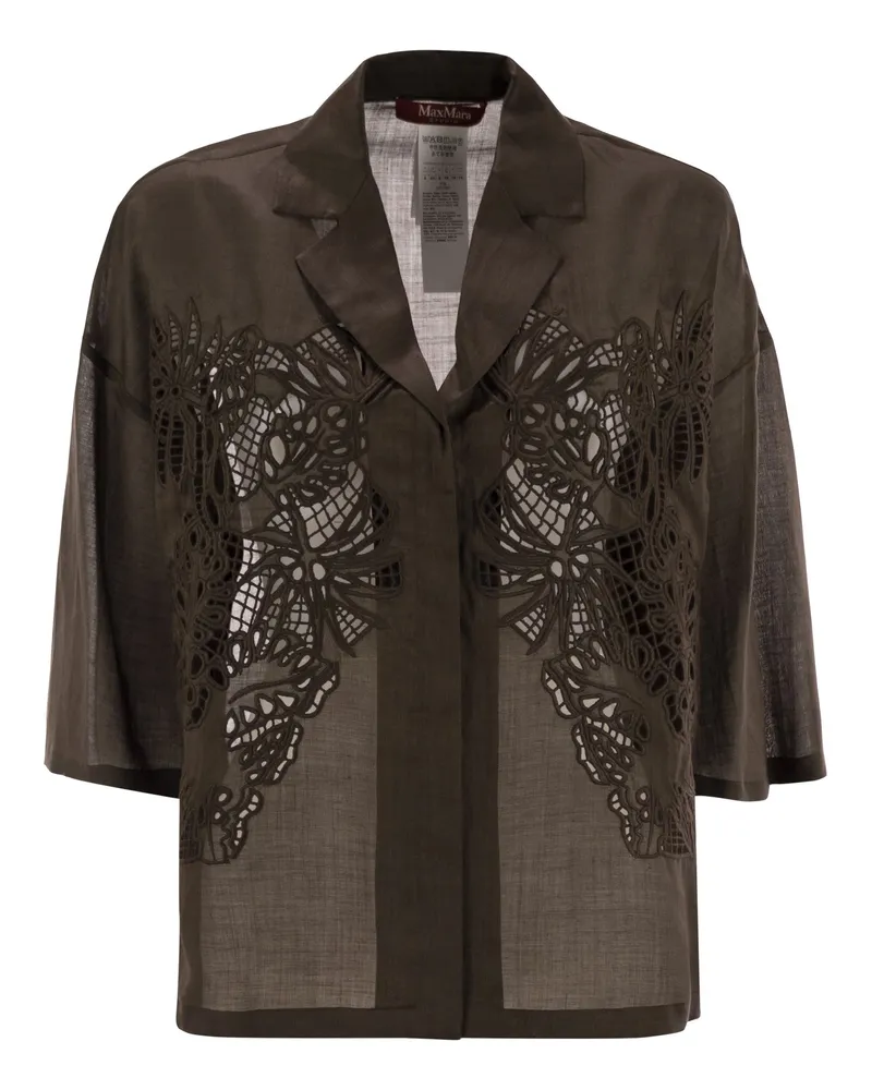 Max Mara Legno Boxy Shirt in Ramie Canvas Brown