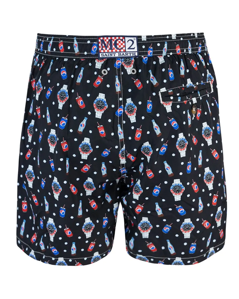 MC2 Saint Barth Kostüm beleuchten Blu Navy Con Stampa Orologi Blue