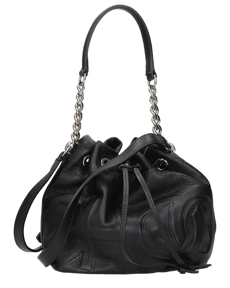 Jimmy Choo Juno Damens Umhängetasche aus schwarzem Leder -