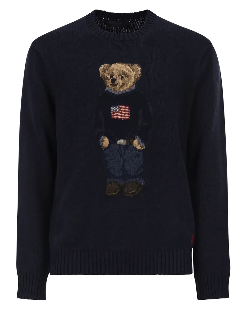 Ralph Lauren Bear Poloshirt aus Baumwolle und Leinen Navy