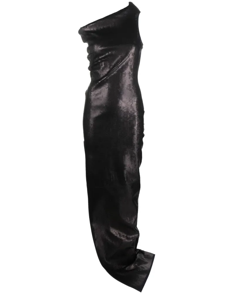 Rick Owens bestickte Denim -Long -Kleid Blue