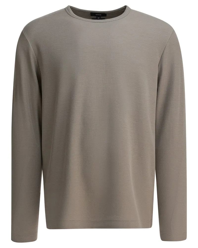 Vince Baumwoll-T-Shirt mit Rundhalsausschnitt Beige