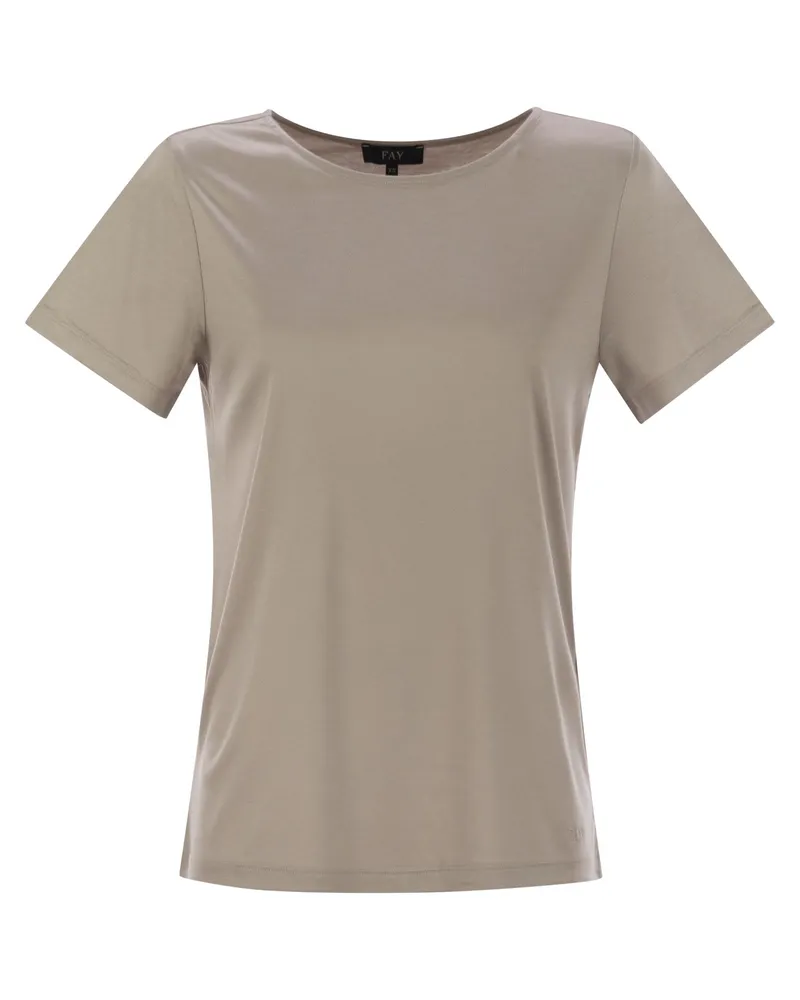 Fay Jersey T -Shirt mit Boot Ausschnitt Turtledove