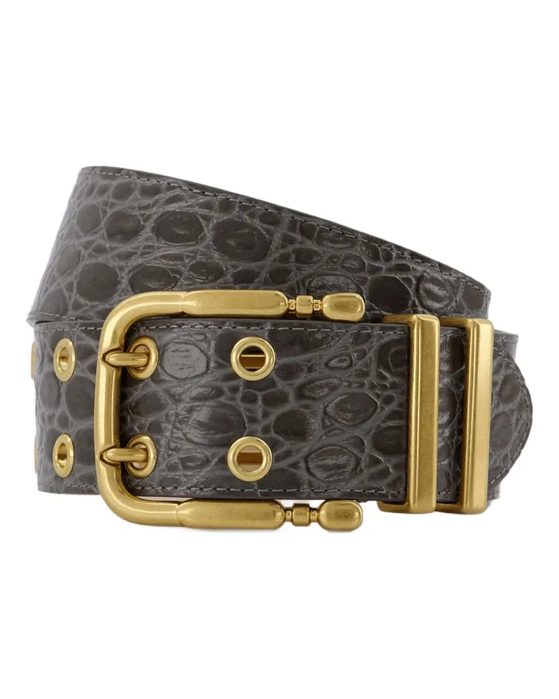 by FAR Duo -Gürtel bei weitem graues Croc -Leder Grey