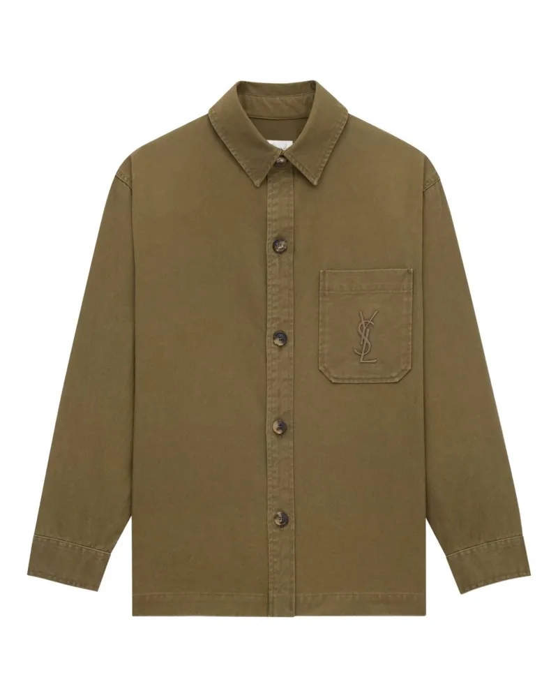 Saint Laurent Cotton Overshirt Kaki