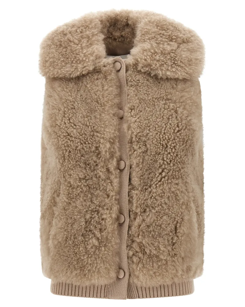 Yves Salomon Shearling Weste Beige