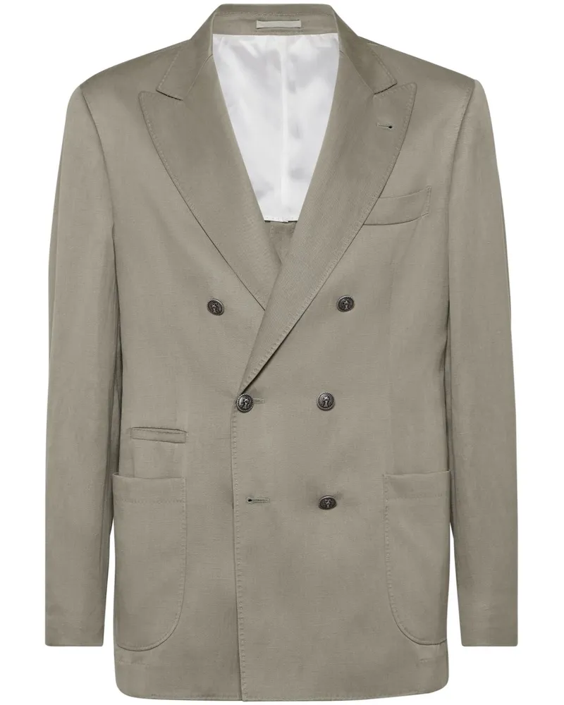Brunello Cucinelli Seiden- und Leinenjacke Kaki