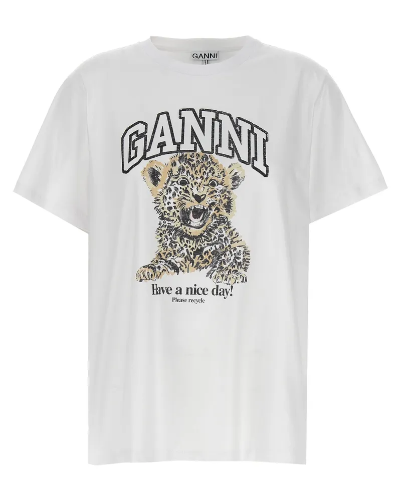 Ganni Leopard' T -Shirt White