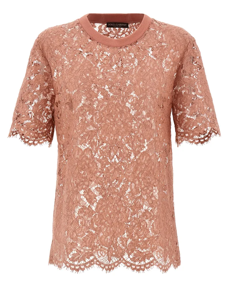 Dolce & Gabbana Lace T -Shirt Pink