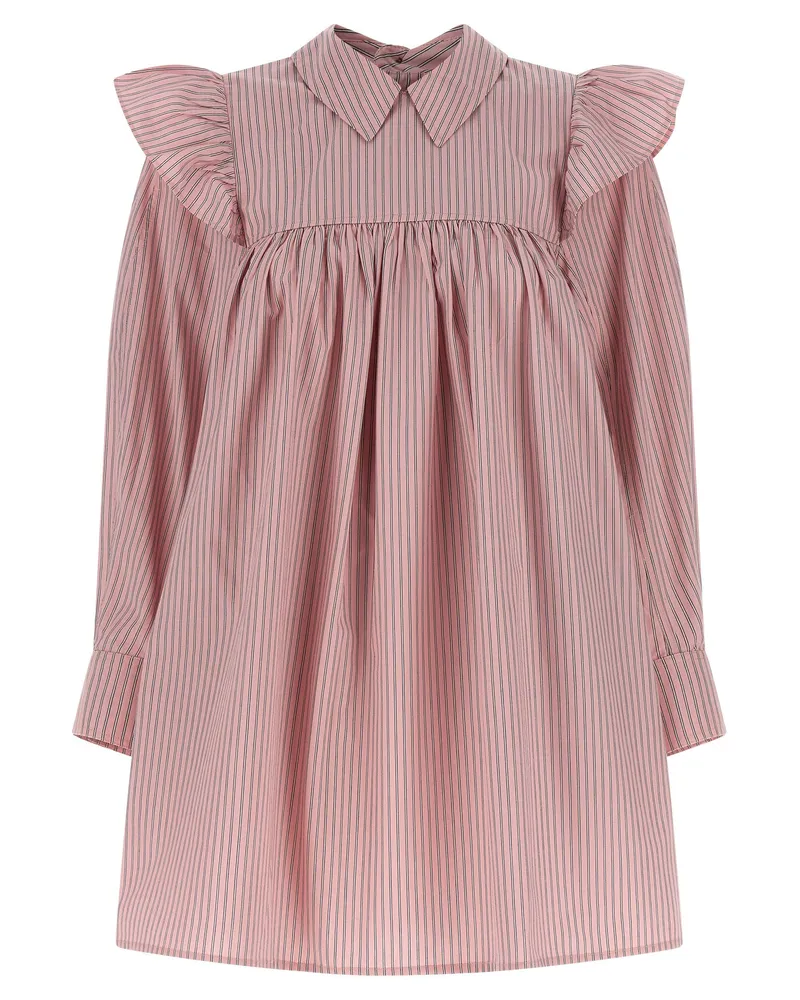 Ganni gestreiftes Kleid Pink