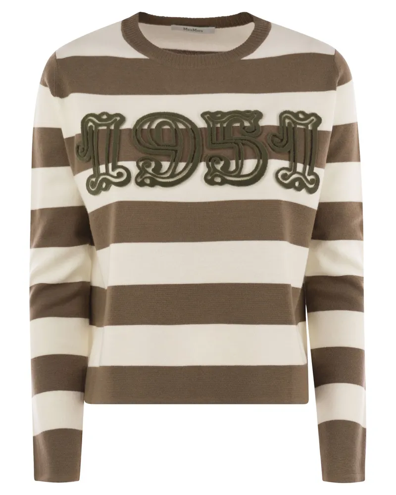 Max Mara Viterbo Wolle Pullover mit Stickerei Hazelnut